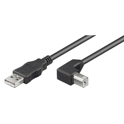 Kábel USB 2.0 A-B M/M 5m, High Speed, čierny, uhľový 90°