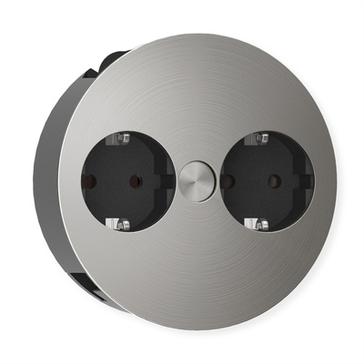 TWIST 2xSCHUKO 230V, 2m kábel 1.5mm², vidlica CEE7/7, nerezová farba