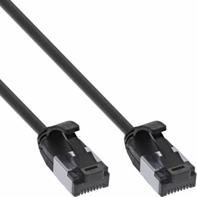 U/FTP (PiMF) Patchkábel LSOH TPE 0.3m cat.8.1, čierny, slim, Cu, Flex Cable, Ø4.3mm