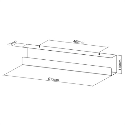 Káblový organizér, žľab na káble pod stôl, oceľ, 600x114x76mm (DxHxV), čierny