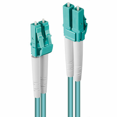 Fiber kábel LC-LC, 50m Duplex OM3(50/125µm), LSOH, 3mm, tyrkysový