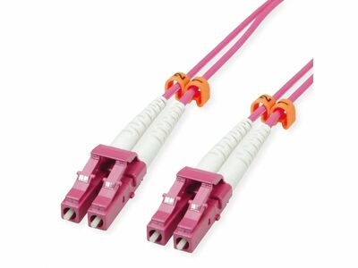 Fiber kábel LC-LC, 15m Duplex OM4(50/125µm), LSOH, low-loss konektor, 4mm, fialový
