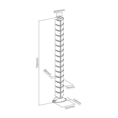 Káblový organizér Flex "chrbtica", 2 komorový, 80cm, montáž k stolu, biely