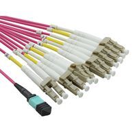 Fiber kábel MPO-MPO, 15m Duplex OM4(50/125µm), LSOH, 4.5mm, Trunk Cable, fialový, Typ-A