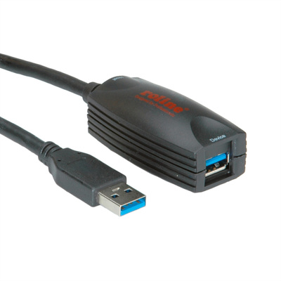 Kábel USB 3.2 Gen 1, A-A M/F 5m, 5Gbps, predlžovací, čierny, aktívny