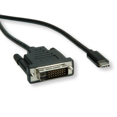 Kábel USB 3.1 Typ C na DVI-D M/M 2m, 4K@60Hz, jednosmerný, čierny