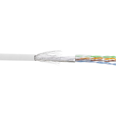 S/FTP lanko PVC 100m cat.5e, AWG26, 100Mhz, 1000Base-T, bely, pomedený