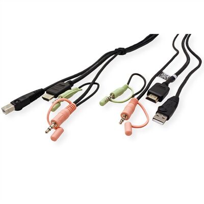 Sada káblov pre KVM HDMI M/M, USB-A M, USB-B M, 4x 3.5mm jack Audio, 1.8m