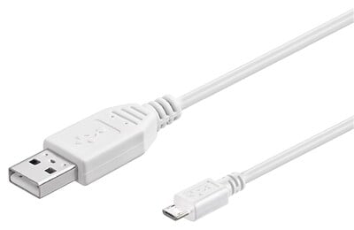 Kábel USB 2.0 A-MICRO-B M/M 1.8m, High Speed, biely