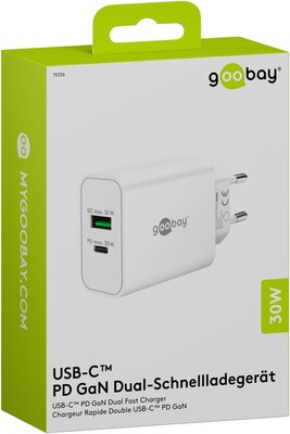 Nabíjačka USB 230V 2port, 1xUSB A, 1x USB Typ C, 30W, Power Delivery, Quick Charge 3.0, biela