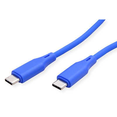 Kábel USB 2.0 Typ C CM/CM 1m, High Speed, PD 60w 20V3A, modrý, pozl. konektor, flexibilný