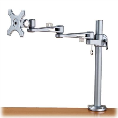 Držiak pre monitor na stôl, úchyt o dosku, max 10kg, rameno 450mm, VESA 75/100, strieborný