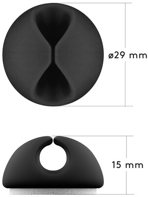 Káblový organizér, samolepiacia príchytka, ⌀7.8mm, 5ks/bal, čierny