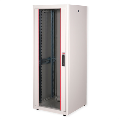 19" Rack na podlahu 32U, 1560x600x600mm (HxWxD), BASIC, sklenené dvere, sivý