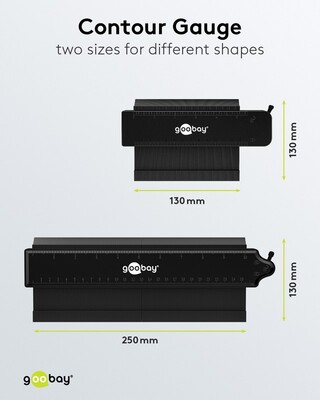 Šablóna na snímanie obrysov, Sada 2 ks (malá 130mm + veľká 250mm), čierna
