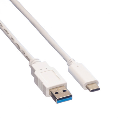 Kábel USB 3.2 Gen 1, AM/CM Typ C 1m, 5Gbps, biely