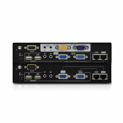 Predĺženie KVM cez 2xTP do 300m, VGA, USB, Audio (3,5mm jack), RS232, Dual Remote, DUAL VIEW