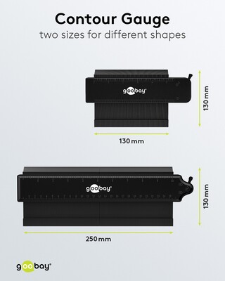 Šablóna na snímanie obrysov, Sada 2 ks (malá 130mm + veľká 250mm), čierna