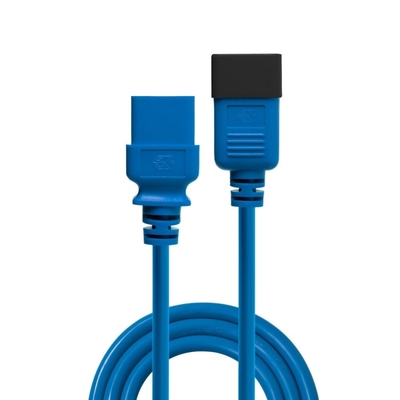 Kábel sieťový 230V predlžovací, C19 - C20, 2m, 1.50mm², 16A, modrý
