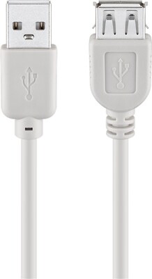 Kábel USB 2.0 A-A M/F 1.8m, High Speed, predlžovací, sivý