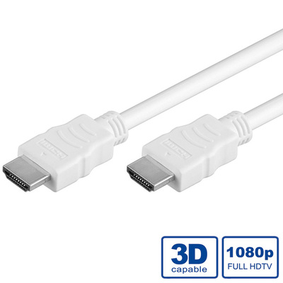 Kábel HDMI M/M 5m, High Speed+Eth, 4K@30Hz, HDMI 1.4, biely