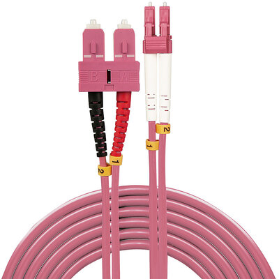 Fiber kábel LC-SC, 10m Duplex OM4(50/125µm), 2.8mm, fialový