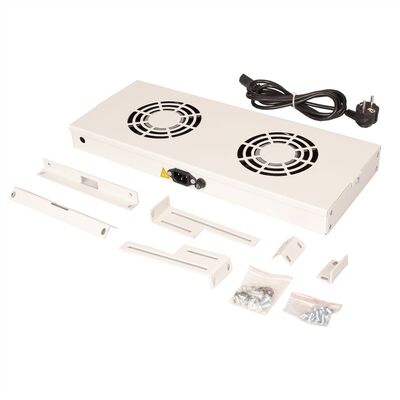 19" Ventilačná jednotka, 2 vetráky, 1U, ON/OFF, sivá