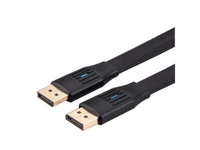 Kábel DisplayPort M/M 5m, 8K@60Hz, DP v1.4, 32.4Gbit/s, čierny, pozl. konektor, plochý
