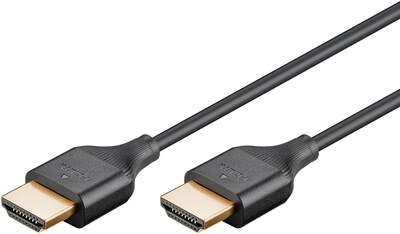 Kábel HDMI M/M 0.5m, Ultra High Speed+Eth, 8K@60Hz, HDMI 2.1, 48G, G pozl. kon., čierny, Slim