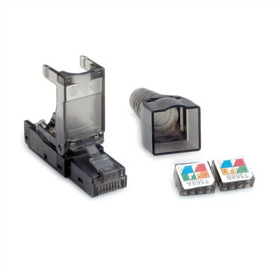 Konektor 8/8 RJ45 cat.6, netienený, na drôt, montáž bez klieští (toolless), čierny, AWG 23-26