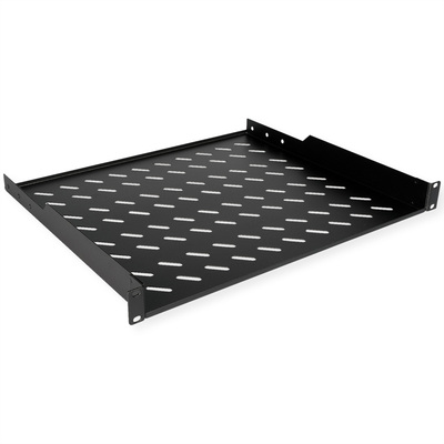 19" Polica 400mm, max. 15kg, 1U, sada skrutiek a podložiek v balení, čierna