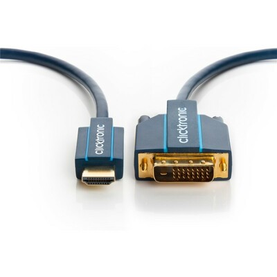 Kábel DVI-D/HDMI M/M 2m, Single-Link, 1920x1080@60Hz, modrý, G pozl. konektor, C