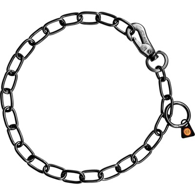 Obojok retiazkový nastaviteľný 3mm/45cm, karabína, stredné oko, nerezová oceľ, čierny, HS