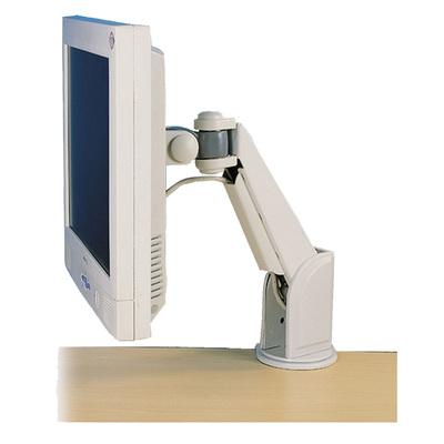 Držiak pre monitor na stenu/stôl, úchyt o dosku, pneumatický, max 10kg rameno 250mm VESA 75/100 sivý
