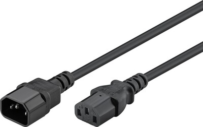 Kábel sieťový 230V predlžovací, C13 - C14, 2m, 0.75mm², 10A, čierny