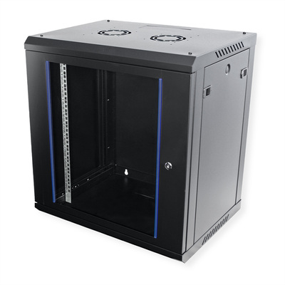 19" Rack na stenu 12U, čierny, 645x600x450mm (HxWxD), odnímateľné bočnice