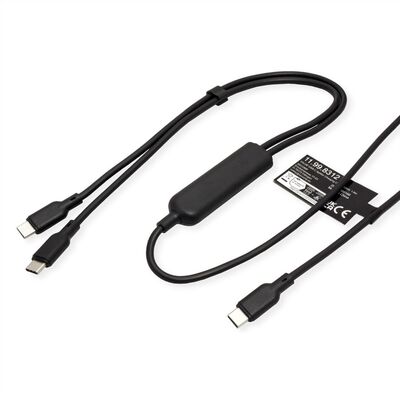 Kábel USB 2.0 Typ C CM/2xCM 1.8m, High Speed, Power Delivery 100w, čierny