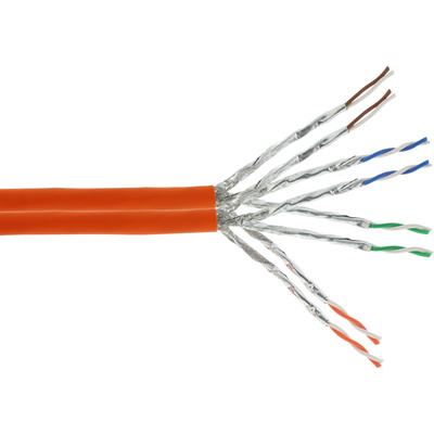 S/FTP (PiMF) drôt LSOH 50m cat.7a, LSOH, AWG23, 1200Mhz, 10GBase-T,oranžový, meď, Dvojitý