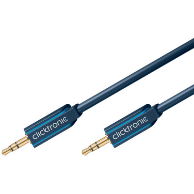 Kábel 3,5mm stereo jack M/M 1m, modrý, pozl. konektor, ClickTronic