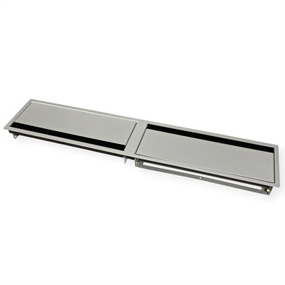 CONI DUO montážny kryt, dlhý, 782x151x68mm, oceľ, čierne štetiny, striebornosivý