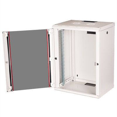 19" Rack na stenu 16U, sivý, 818x600x450mm (HxWxD), RAL7035, PRO, odnímateľné bočnice