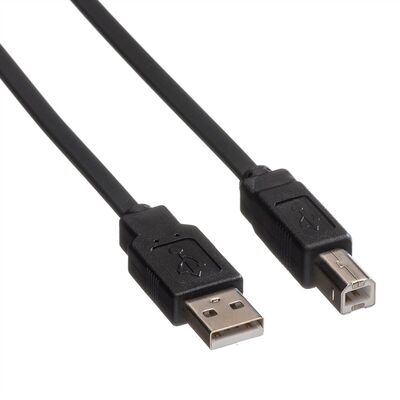 Kábel USB 2.0 A-B M/M 0.8m, High Speed, čierny, plochý