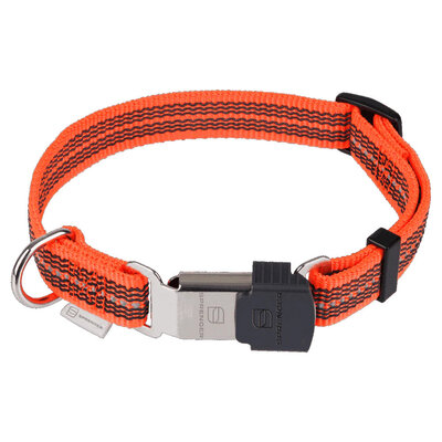 Obojok pogumovaný nastaviteľný 1.9cm/30-45cm, ClicLock, reflexný oranžový, HS