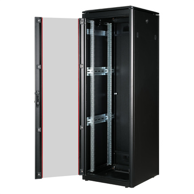 19" Rack na podlahu 36U, 1786x600x800mm (HxWxD), PRO, sklenené dvere, čierny
