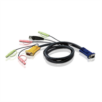 Sada káblov pre KVM VGA - SPHD M/M, USB-A M, Audio 4x jack 3.5mm, 1.8m