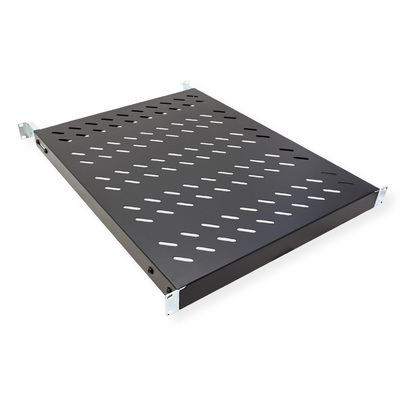 19" Polica nastaviteľná 440 x 568mm, max. 50 kg, 1U, čierna