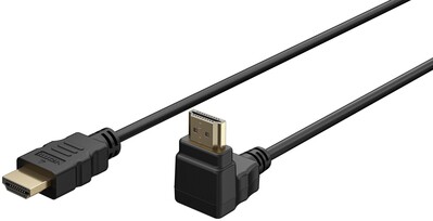 Kábel HDMI M/M 0.5m, High Speed+Eth, 4K@60Hz, HDMI 2.0, čierny, zahnutý konektor 90° smer dole