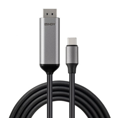 Kábel USB Typ C na DisplayPort M/M 1m, 8K@60Hz, DP 1.4, obojsmerný, sivý