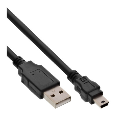 Kábel USB 2.0 A-MINI-B 5pin M/M 0.5m, High Speed, čierny