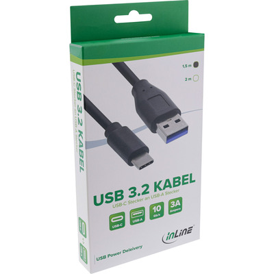 Kábel USB 3.2 Gen 2, AM/CM Typ C 2m, 10Gbps, max. 27w 9V3A, čierny